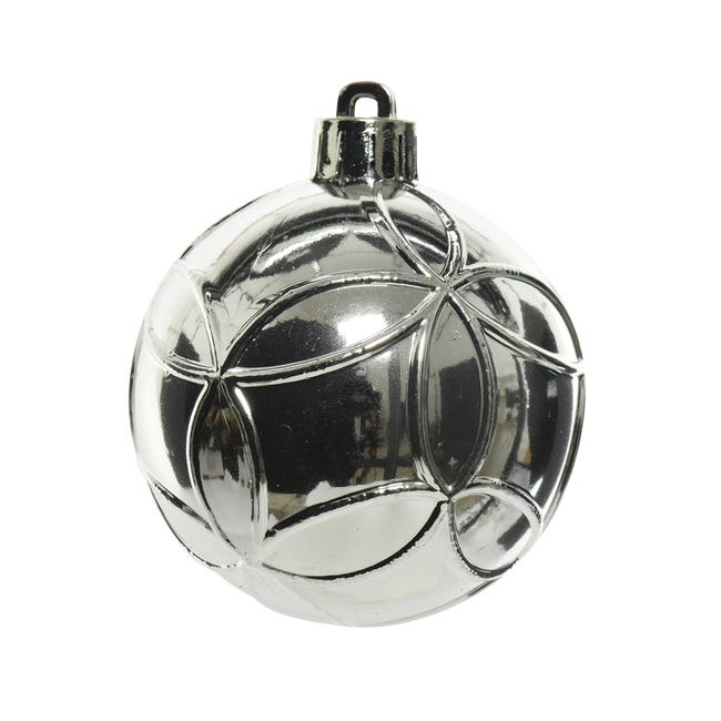 Bombki plastikowe tuba 6cm 37 szt. srebrne dekorowane KAE