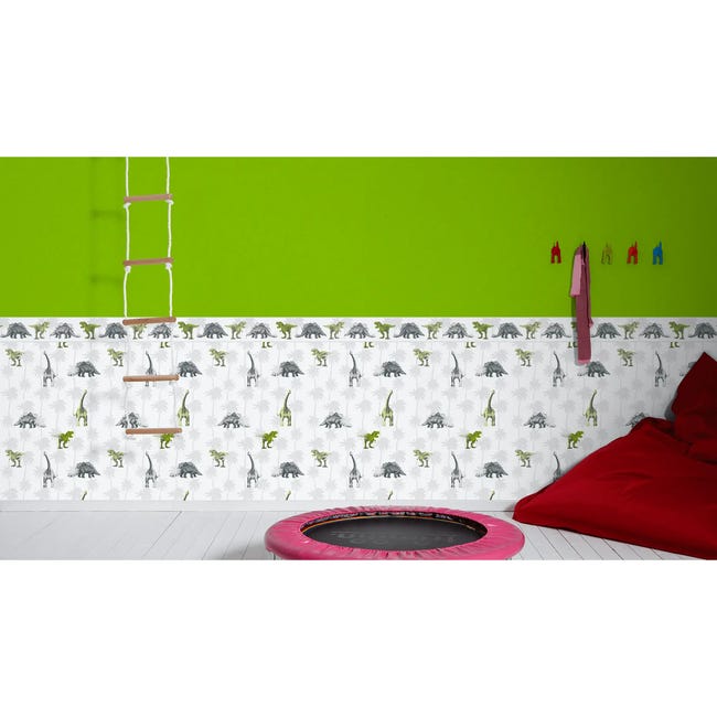 Bordiura dziecięca Dinosaurus 13 cm x 5 m szara