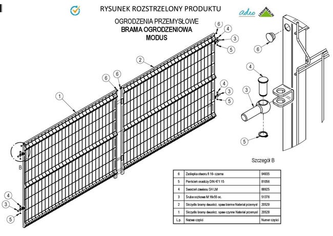 Brama dwuskrzydłowa Modus 4x1.2 m antracytowa Naterial
