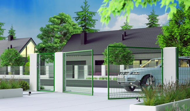Brama dwuskrzydłowa Stark 3D 4x1,5 m automat zielona Polbram