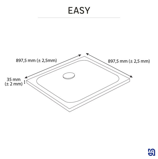 Brodzik do kabiny prysznicowej Easy 90 x 90 Sensea