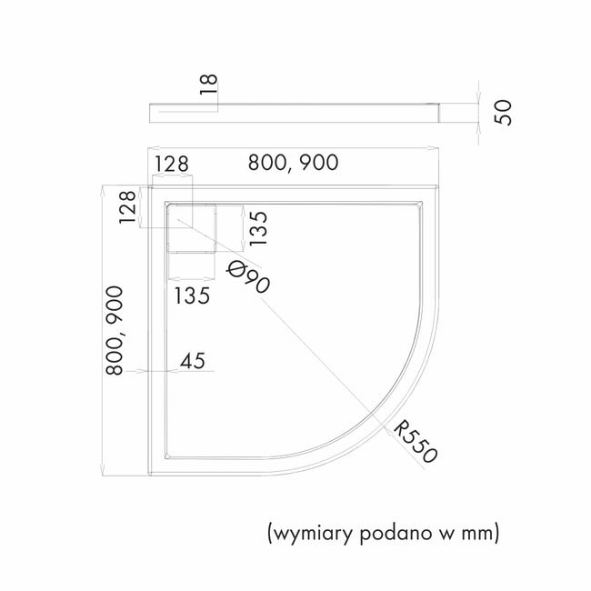 Brodzik do kabiny prysznicowej Magnetic 80 x 80 Schedpol