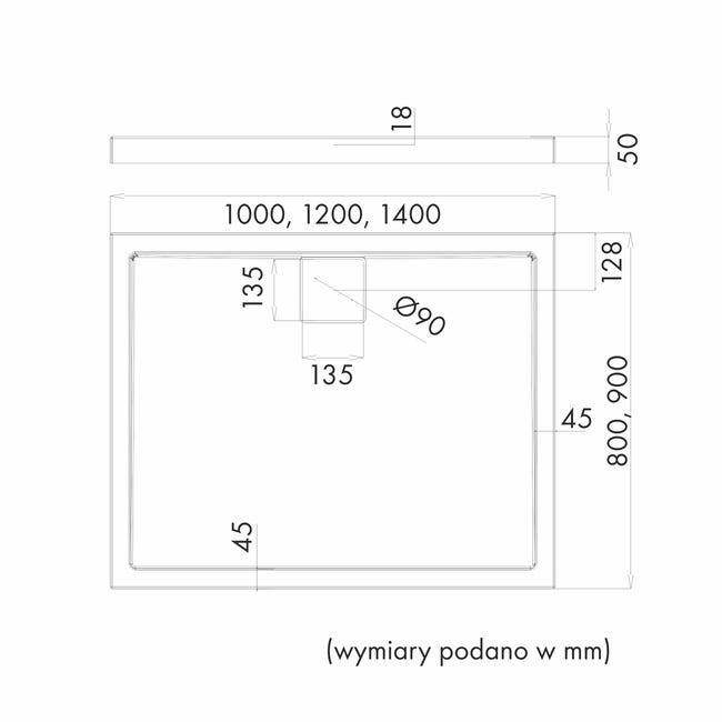 Brodzik do kabiny prysznicowej Magnetic 90 x 120 Schedpol