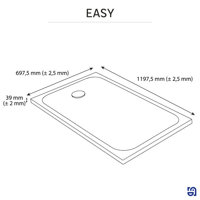 Brodzik do kabiny prysznicowej płaski Easy 70 x 120 Sensea