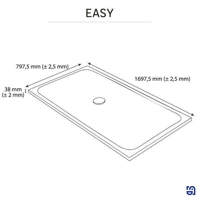 Brodzik do kabiny prysznicowej płaski Easy 80 x 170 Sensea