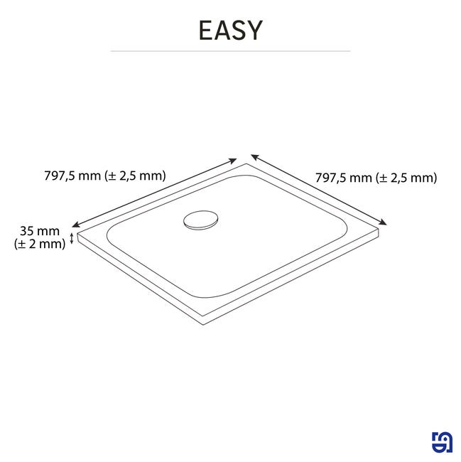Brodzik do kabiny prysznicowej płaski Easy 80 x 80 Sensea