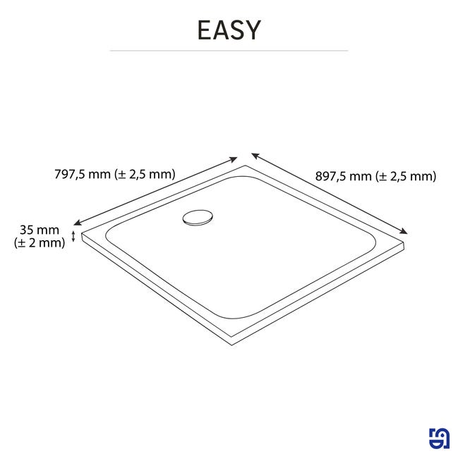 Brodzik do kabiny prysznicowej płaski Easy 80 x 90 Sensea