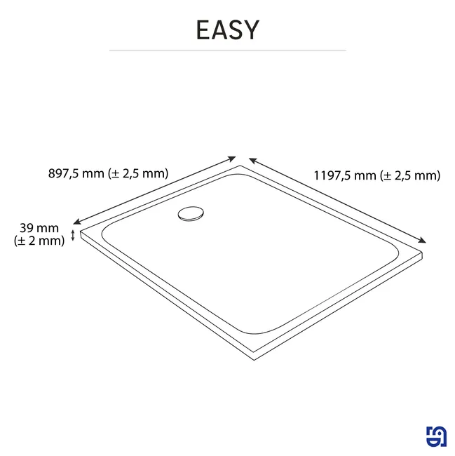 Brodzik do kabiny prysznicowej płaski Easy 90 x 120 Sensea