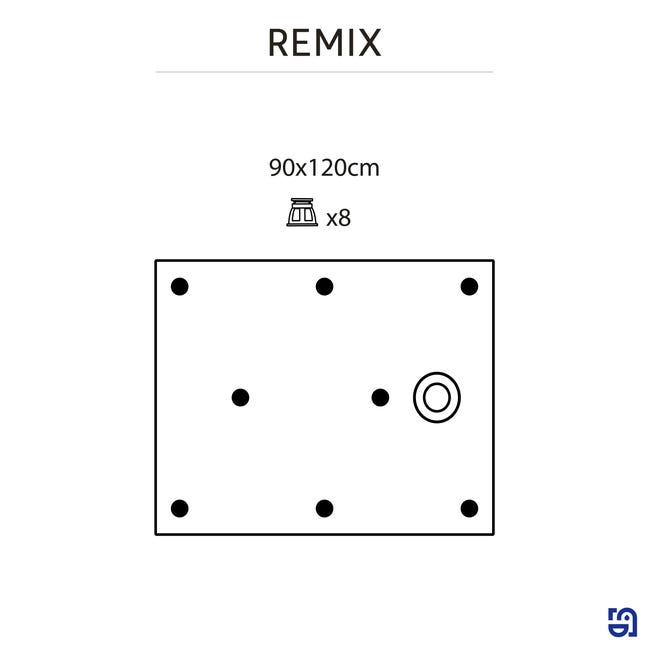 Brodzik do kabiny prysznicowej płaski Remix 90 x 120 Sensea