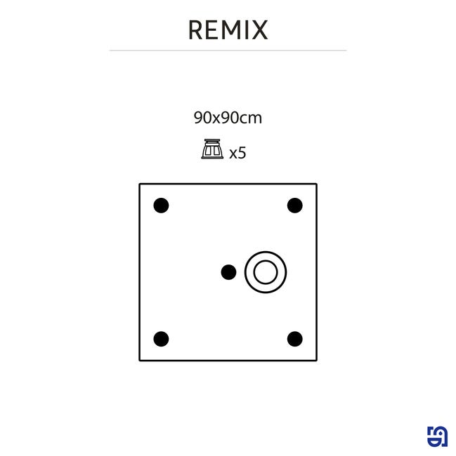 Brodzik do kabiny prysznicowej płaski Remix 90 x 90 Sensea