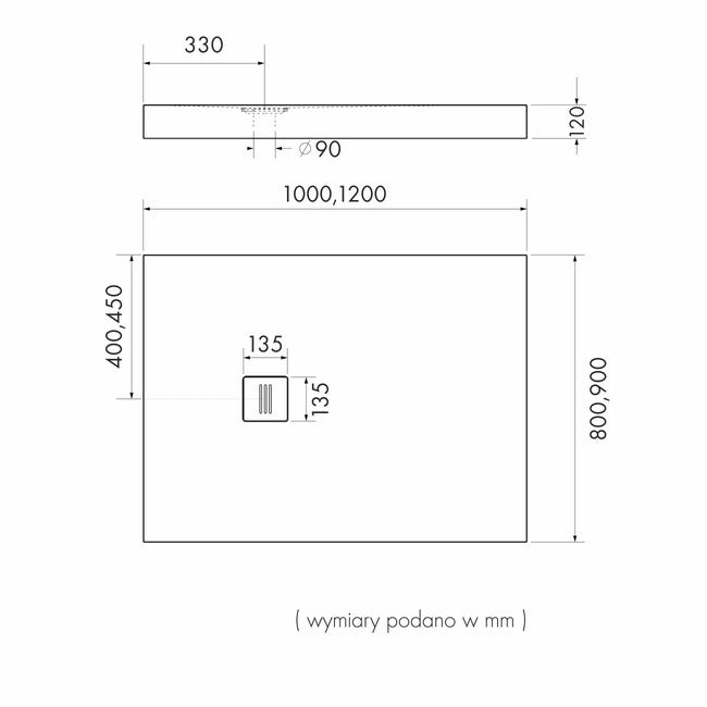 Brodzik do kabiny prysznicowej wysoki Integral 80 x 120 Schedpol