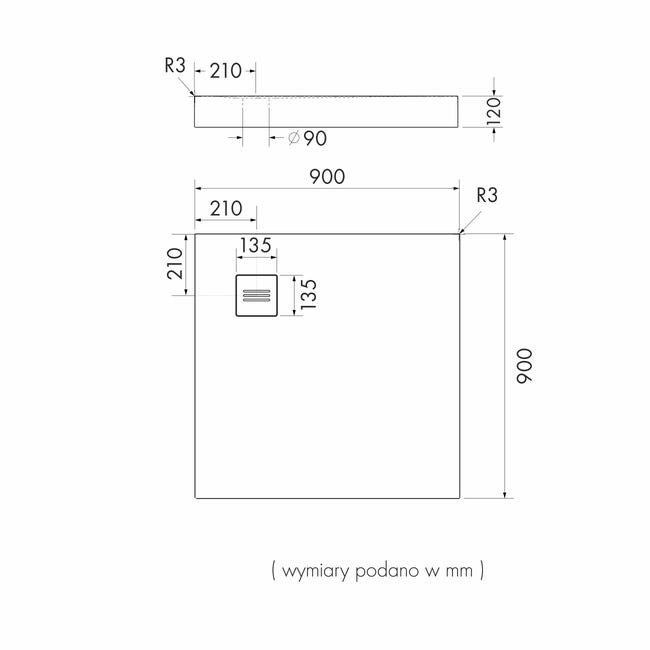 Brodzik do kabiny prysznicowej wysoki Integral 80 x 80 Schedpol