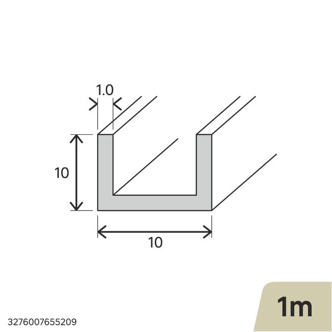 Ceownik aluminiowy 1m 10x10x1 mm srebrny Standers