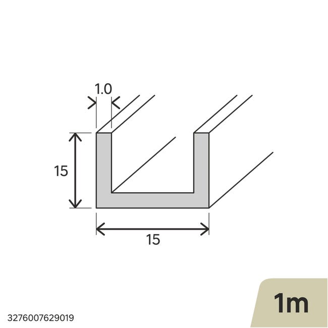 Ceownik aluminiowy 1m 15x15x1 mm srebrny Standers