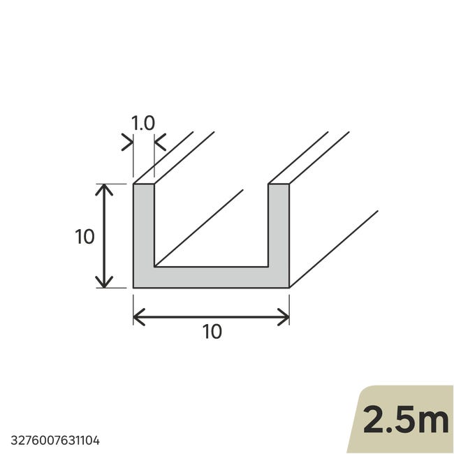 Ceownik aluminiowy 2.5m 10x10x1 mm srebrny Standers