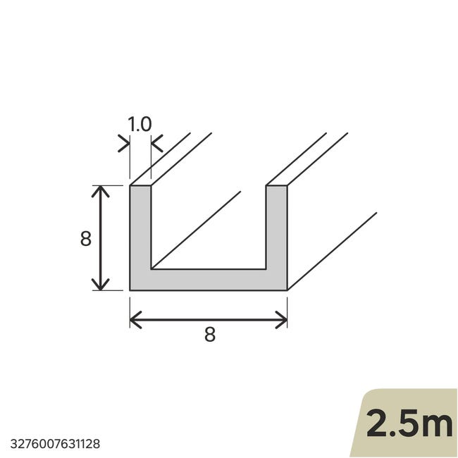Ceownik aluminiowy 2.5m 8x8x1 mm srebrny Standers