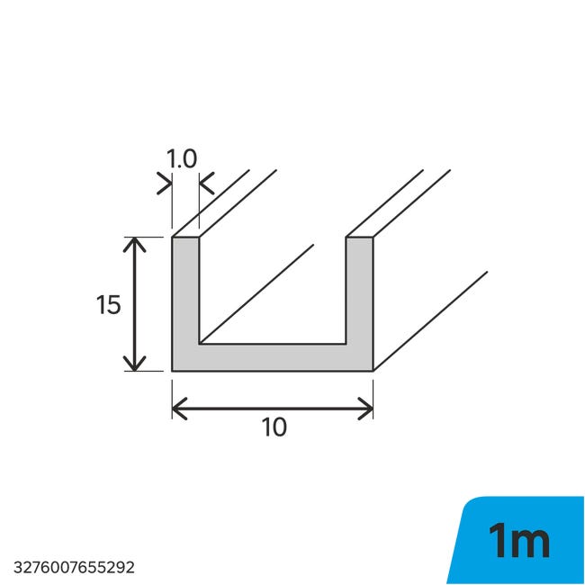 Ceownik stalowy 1m 15x10x1 mm srebrny Standers