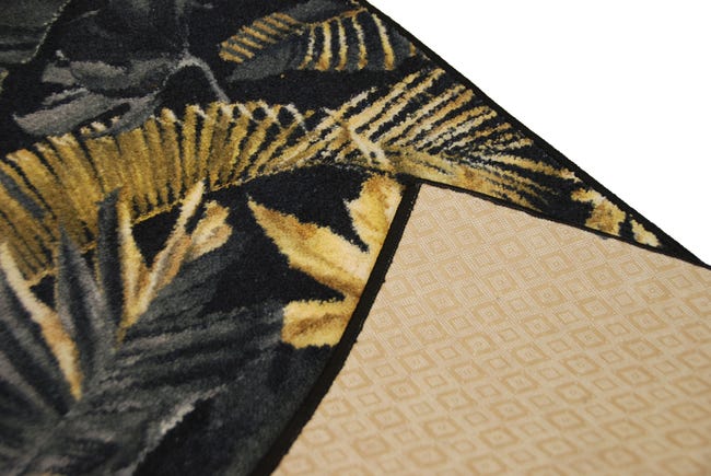 Chodnik dywanowy Monstera czarno-złoty 67 x 140 cm