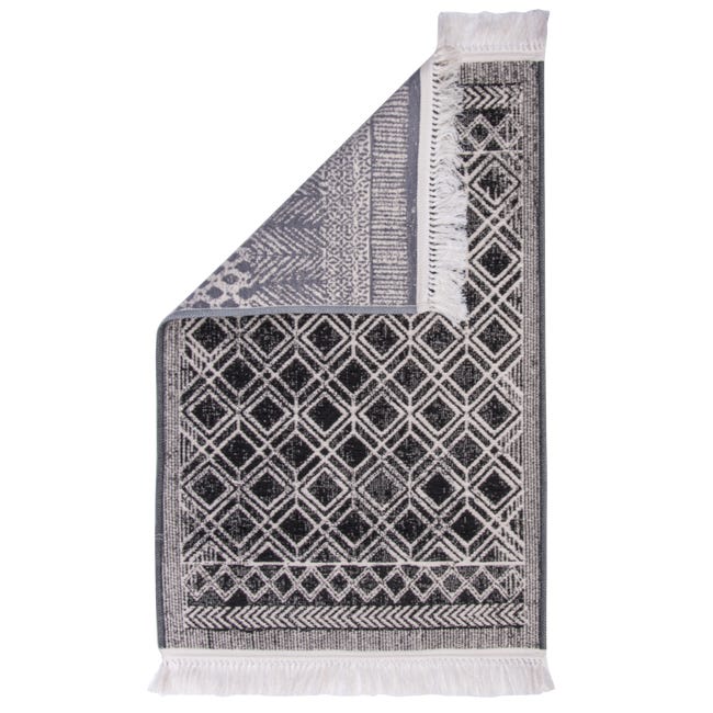 Chodnik dywanowy dwustronny Salsa czarno-szary 80 x 150 cm