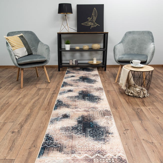 Chodnik dywanowy na mb Patchwork beżowy szer. 67 cm