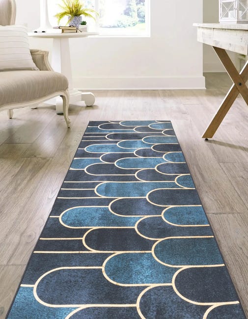 Chodnik dywanowy printowany Crystal Velvet czarno-złoty 80 x 200 cm