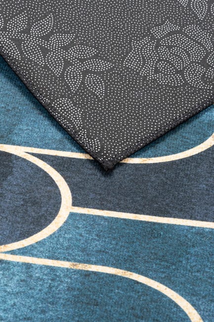 Chodnik dywanowy printowany Crystal Velvet czarno-złoty 80 x 200 cm