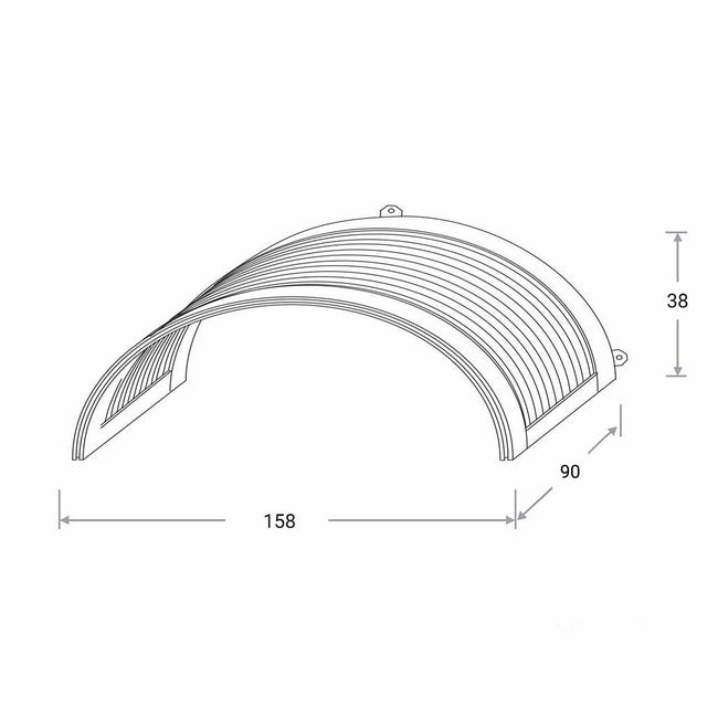 Daszek nad drzwiowy łukowy antracyt 158x90x38 Robelit