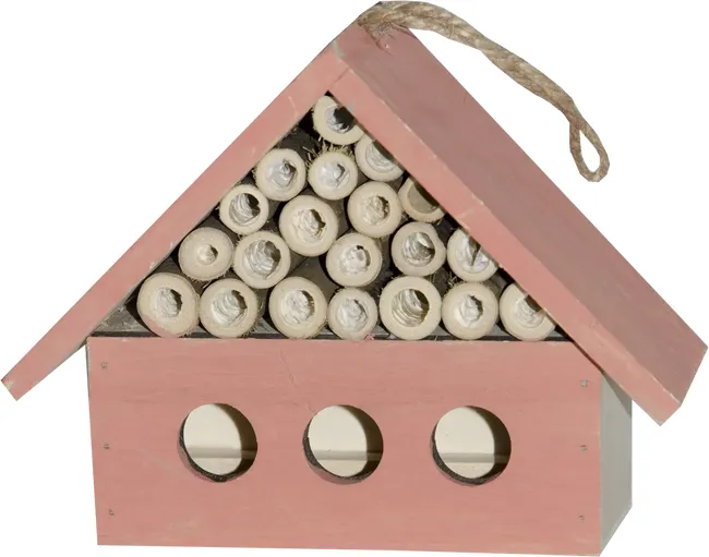 Domek dla pożytecznych owadów 17x6x13 cm drewniany różowy wiszący