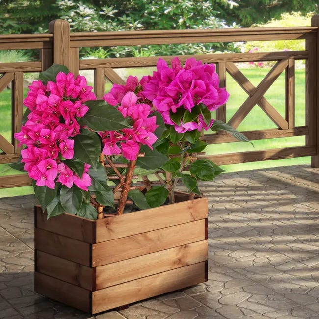Donica drewniana Nive 60x40x37 cm brązowa Naterial