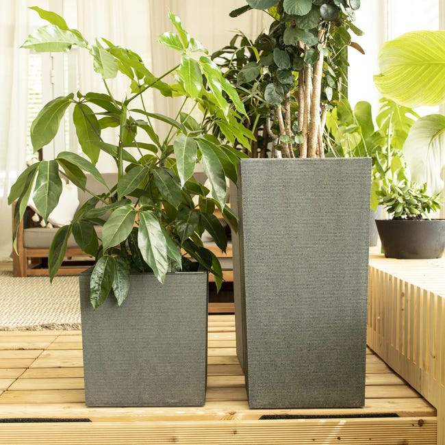 Donica wysoka Horizon 34x34x66 cm szara Tierra Verde
