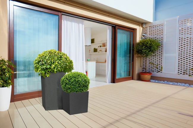 Donica wysoka Horizon 34x34x66 cm szara Tierra Verde