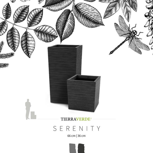 Donica wysoka Serenity 34x34 cm szara plastikowa Tierra Verde