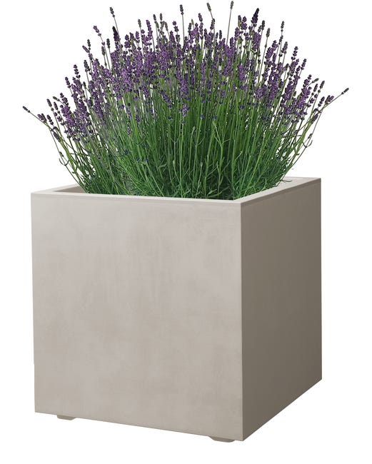 Donica ze zbiornikiem Cubo 39x39 cm perłowa Deroma