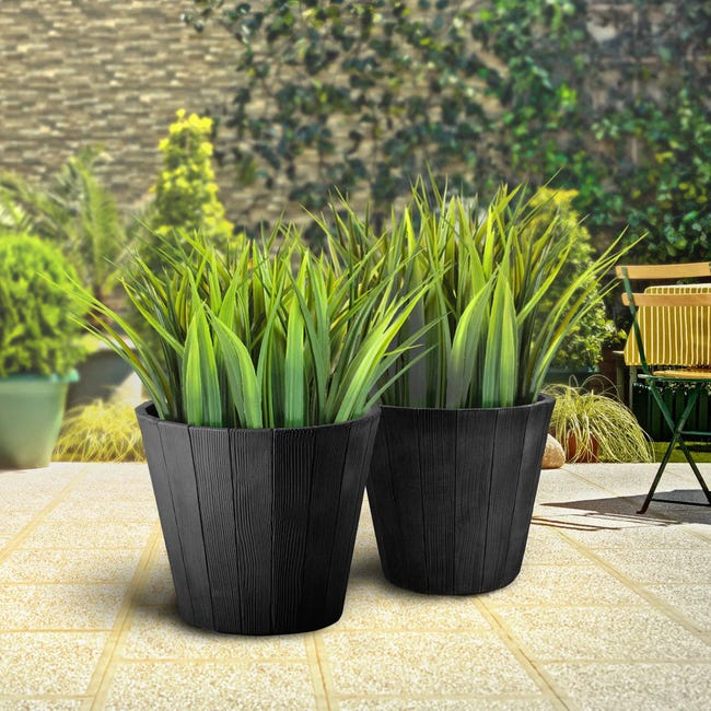 Doniczka plastikowa Wood śr.40cm antracytowa VOG