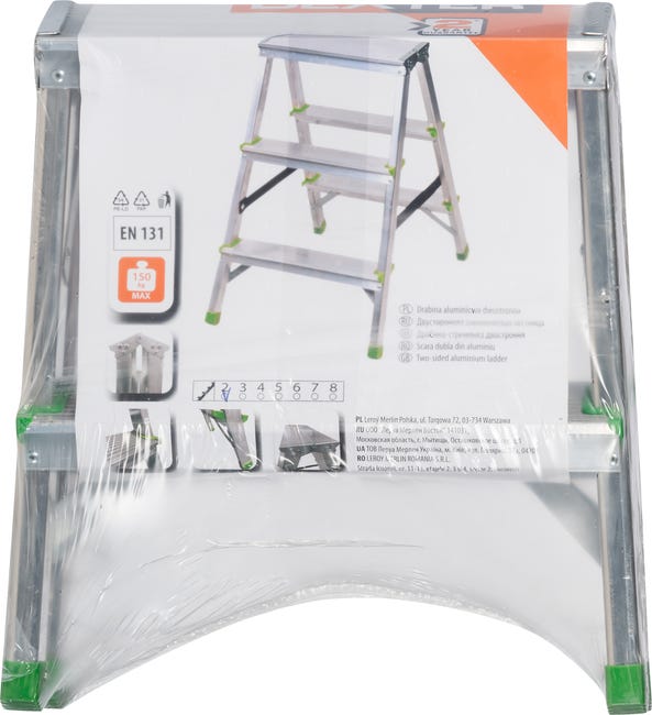 Drabina aluminiowa 1 stopień z podestem 2-stronna AL-DD2X2 Standers