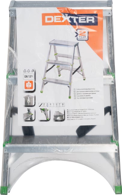Drabina aluminiowa 2 stopnie z podestem 2-stronna AL-DD2X3 Standers