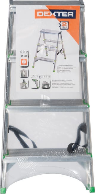 Drabina aluminiowa 3 stopnie z podestem 2-stronna AL-DD2X4 Standers