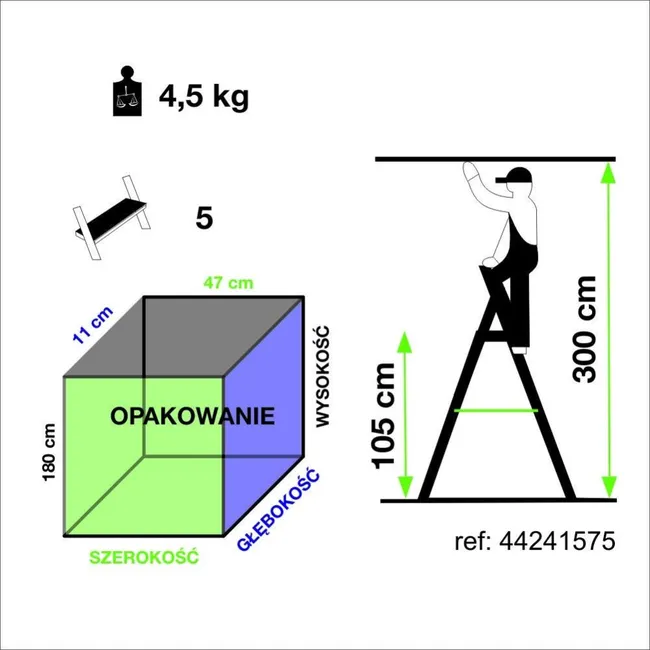 Drabina aluminiowa 5 stopni 1-stronna Solidy Krause