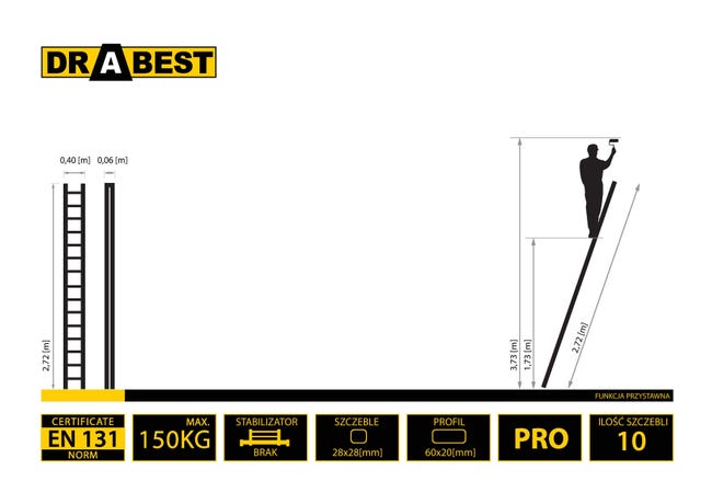 Drabina przystawna Pro 1 x 10 Drabest