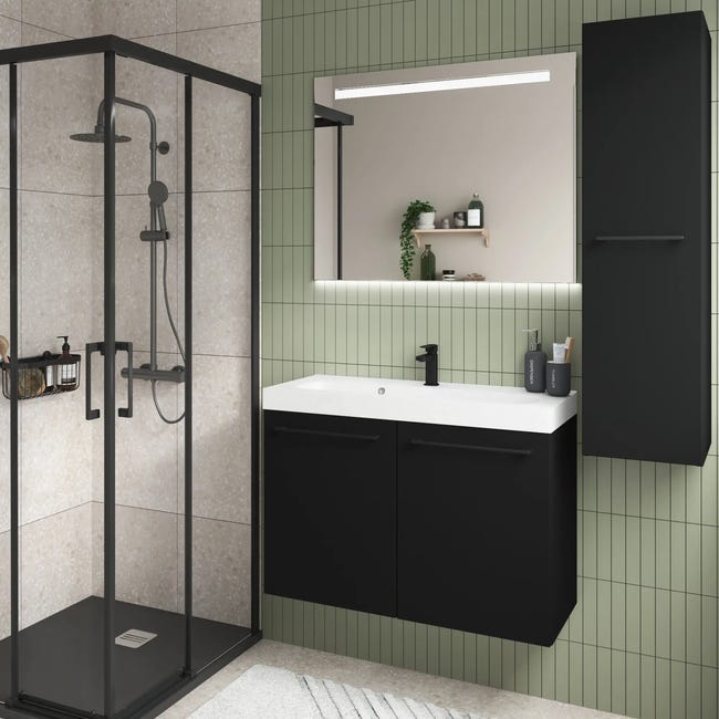 Drzwi do mebli łazienkowych Remix Black Mat 30 x 115 Sensea