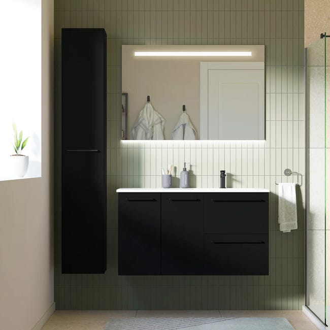 Drzwi do mebli łazienkowych Remix Black Mat 30 x 173 Sensea