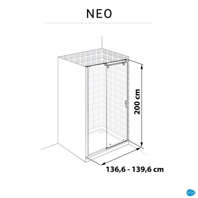 Drzwi prysznicowe przesuwne Neo 140 X 200 Sensea