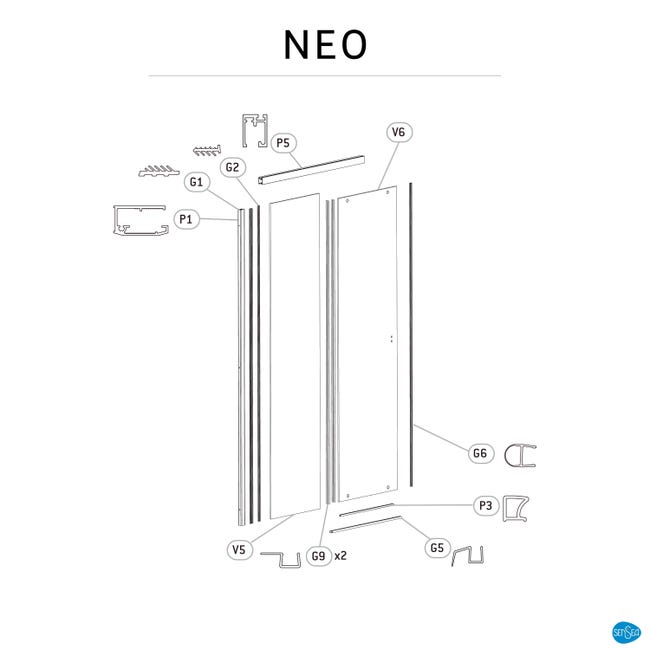 Drzwi prysznicowe przesuwne Neo 140 X 200 Sensea