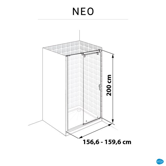 Drzwi prysznicowe przesuwne Neo 160 X 200 Sensea