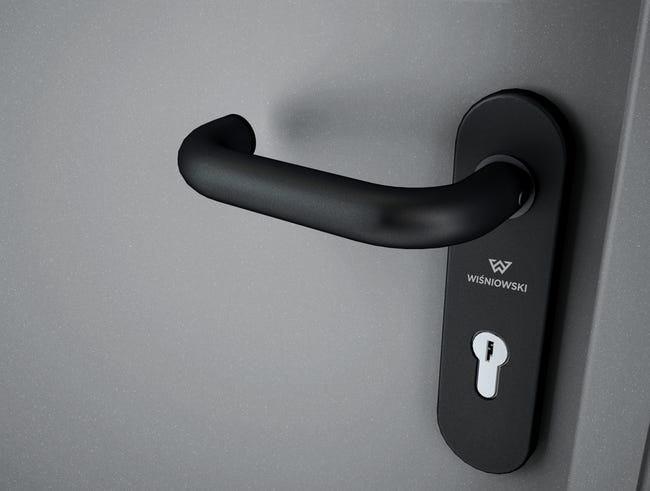 Drzwi techniczne wewnętrzne Technical 60 szare 90 prawe otwierane do wewnątrz Wiśniowski