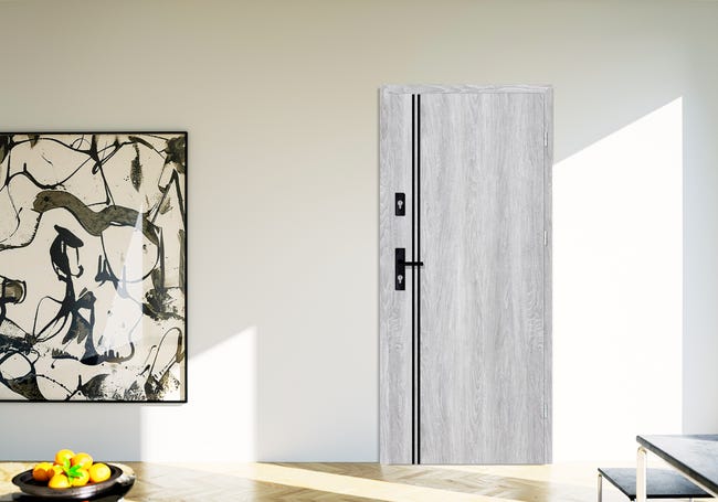 Drzwi wejściowe otwierane do wewnątrz Hermes Dąb Srebrny 90 Prawe Nawadoor