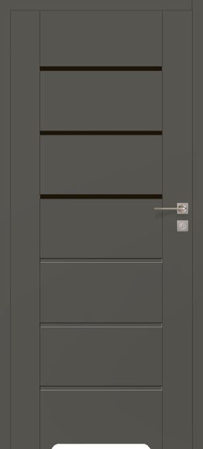 Drzwi wewnętrzne bezprzylgowe łazienkowe z podcięciem wentylacyjnym Quanto Grafit mat 70 Lewe Voster