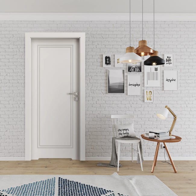 Drzwi wewnętrzne bezprzylgowe łazienkowe z podcięciem wentylacyjnym Vector U Białe 80 Prawe Porta