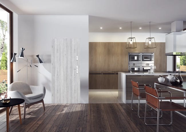 Drzwi wewnętrzne drewniane wejściowe Grafen Dąb Srebrny 80 Lewe otwierane do wewnątrz Nawadoor