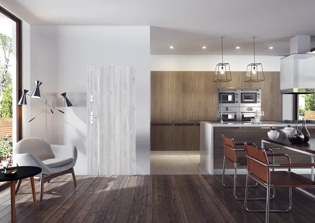 Drzwi wewnętrzne drewniane wejściowe Grafen Top Dąb Srebrny 80 Prawe otwierane na zewnątrz Nawadoor